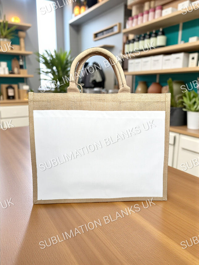 50x Jute Bag with Sublimation Pocket