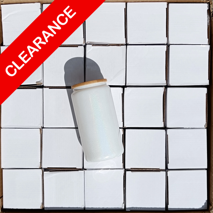 50x 16oz white shimmer sublimation glass cans