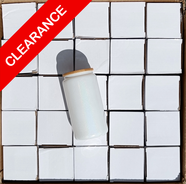 50x 16oz white shimmer sublimation glass cans